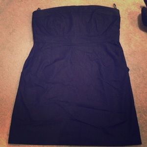 Dark navy strapless dress with pockets
